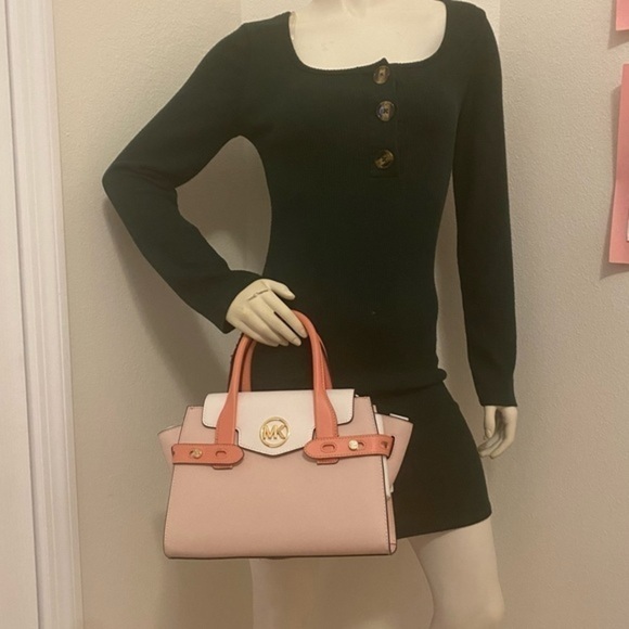 New Michael Kors Carmen Medium Color-Block Belted Satchel bag - Picture 14 of 16